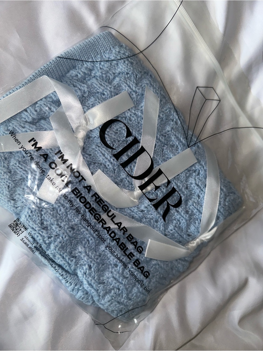 Cider Blue Crochet Off Shoulder Bow Front Cottagecore Crop Top Medium NWT - Picture 3 of 5
